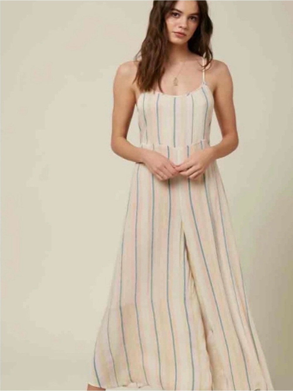 O’Neill Beige Jumpsuit Blue White Striped
